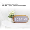 Wooden Alarm Clock Digital Voice Control LED Glowing USB Plug