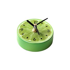 STOBAZA Plastic Round Fruit Design Clock Wall Fridge Accessory Magnets Family-Friendly Clock Lemon