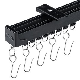 MLOQI Curtain Tracks Ceiling Mount with Soundproof Strips, Black Ceiling Track for Curtains 15 Feet