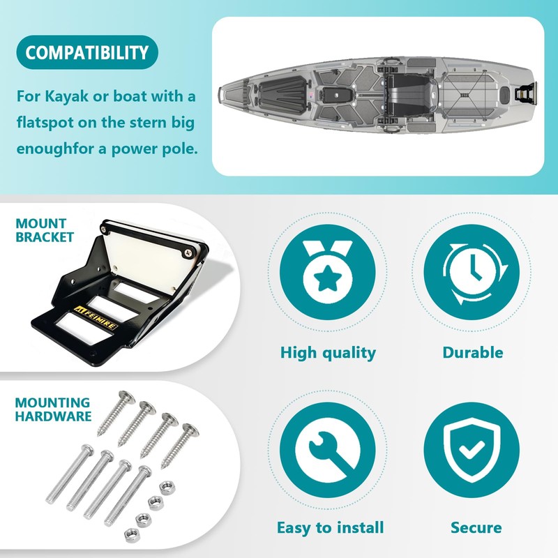 FEIMIRE Aluminium Transom Trolling Motor Mount for Kayak|Kayak Motor Mount|trolling