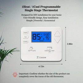 Programmable Thermostat for House,Conventional Single-Stage Systems,5-1-1 Day Programmable Digital Energy-Saving Thermostat,up to 1 Heat/1 Cool Compatible with Gas System,Blue Backlight