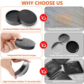 Non Slip Furniture Coasters - Premium Rubber Pads for Hardwood Floors | Anti Slip Furniture Pads | Floor Protectors and Stoppers | Secure and Unscathed Floors | Set of 4 (2" Black)