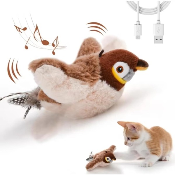 Interactive Flappy Bird Cat Toy with Chirping and Flapping Wings,