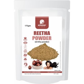 AmazerCare Natural Reetha Powder 100% Pure and Chemical Free (Aritha Powder, 175gm, Zipper Pouch) Soapnut Powder, Natural Cleanser & Conditioner for Hair