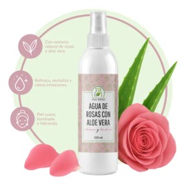 Agua De Rosas Con Aloe Vera Con Vitaminas A Y C (500ml)