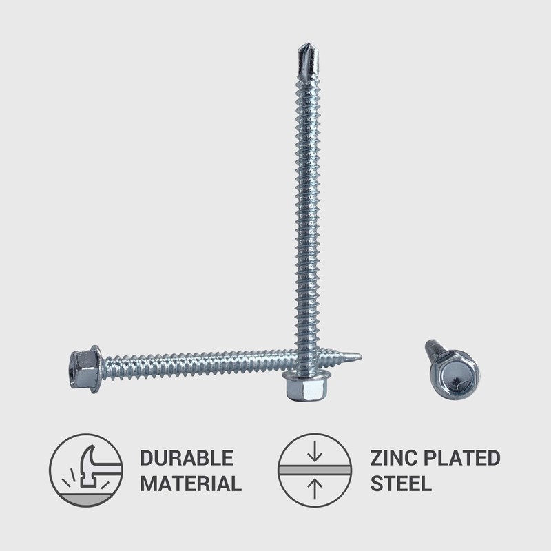 60pcs DIN 7504K Galvanized Steel 5.5 x 70mm Screws Self