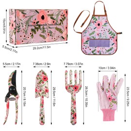 Atorcher Gardening Tools Set, 5 Pieces, Birthday Gifts for Mom, Grandma, Wife, Best Friends, Gardening Gifts for 50th, 60th, 70th Birthday, Retirement, Christmas, Pink