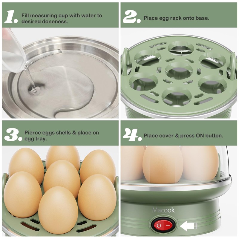 Rapid Egg Cooker, 7 Egg Capacity Electric Egg Cooker for