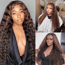 Dokksiiia Ombre Deep Wave Bundles P1B/30 Black and Light Brown Human Hair Bundles Two Tone Loose Deep Weave Double Weft Brazilian Human Hair Extensions 08 10 12 Inch Natural Look