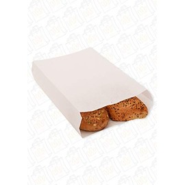 Bakers Pleated Bags 20 + 7.5 x 38 cm White, Bread Bag, Snack Bag, Baker's Bag, Size 100 Pieces