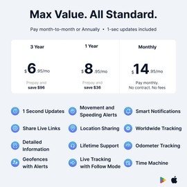 Spytec Anti-Theft Plug-in Car GPS Tracker, Real-Time 1 Second Updates, Ignition On/Off Alerts, Vehicle Movements, Personal & Work Car Monitoring | Unlimited US & Worldwide Tracking App - Low Cost Plan