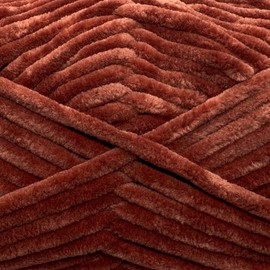 buvemu Cuddly Velvet Chenille Yarn, Super Soft Fluffy Bulky for Knitting Crocheting Blanket Amigurumi, Durable for Shedding, 100 Gram (3.53 Ounces) 109 Yards (100 Meters) (Cinnamon) (3 Skeins)