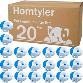 Homtyler Stainless Steel Square Cat Water Fountain Filters 6 Pack - Triple Filtration System, Activated Carbon Filters for 73oz/2.2L Automatic Pet Fountain