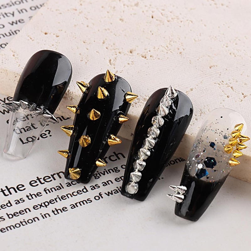Unique Cone Nail Art Studs, Metal 3D Nail Art Studs