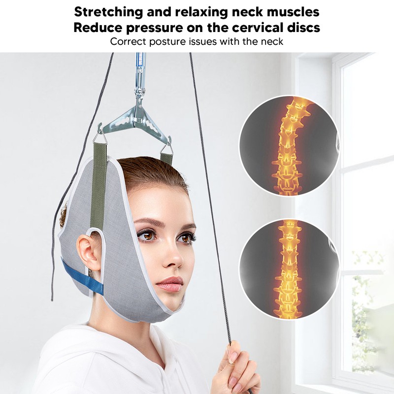 Cervical Neck Traction Device Adjust Tightness Over Door Neck Stretcher