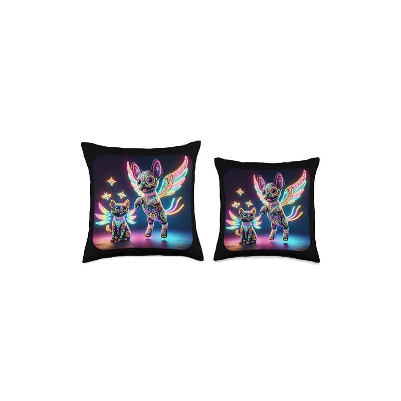 Frenchie & Friend Alebrijes Throw Pillow