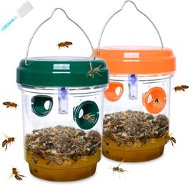 2 Pack Wasp Traps Outdoor Hanging Carpenter Bee Trap for Hornet, Yellow Jacket, Wasps, Reusable Solar Wasp Catcher, Bee Catchers for Outside