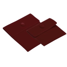 PATIKIL Jewelry Pouch, 2 Pack Soft Velvet Pouches with Snap Button Portable Storage for Rings Necklace Bracelet Earring Watch, Dark Red(3.5x3, 5x5)