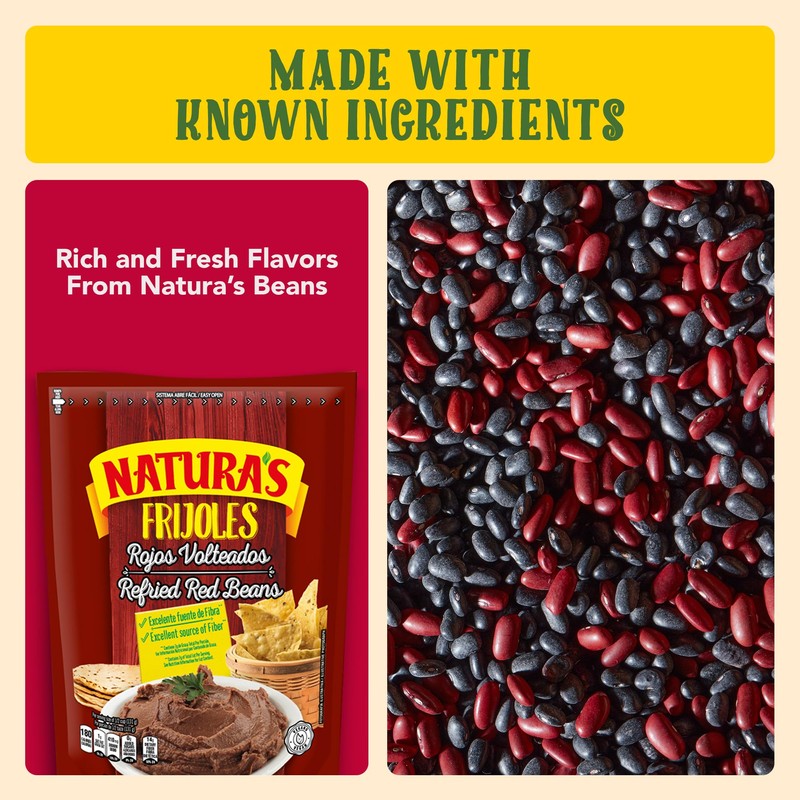 Natura's Refried Red Beans, Ready-to-Eat Vegetarian Refried Beans, Frijoles Rojos