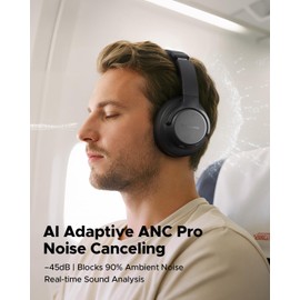 truefree Over Ear Wireless Headphones, Bluetooth 6.0 Hybrid Active Noise Cancelling Headphones, 125H Playtime, 40mm Driver, Deep Bass, Transparency Mode, Multipoint Connection & App Customize EQ