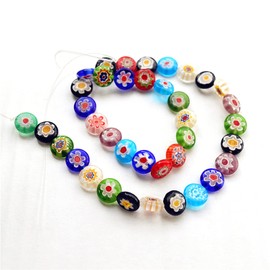 Glass Beads, Approximately 50 Pieces/Ream, Glass Cabochon, Mixed Flowers, Japanese Style, Handmade Japanese Beads, Sweet Square Flat Necklace, Mixed Color, DIY Crafting Supplies, Craft Supplies, 0.3