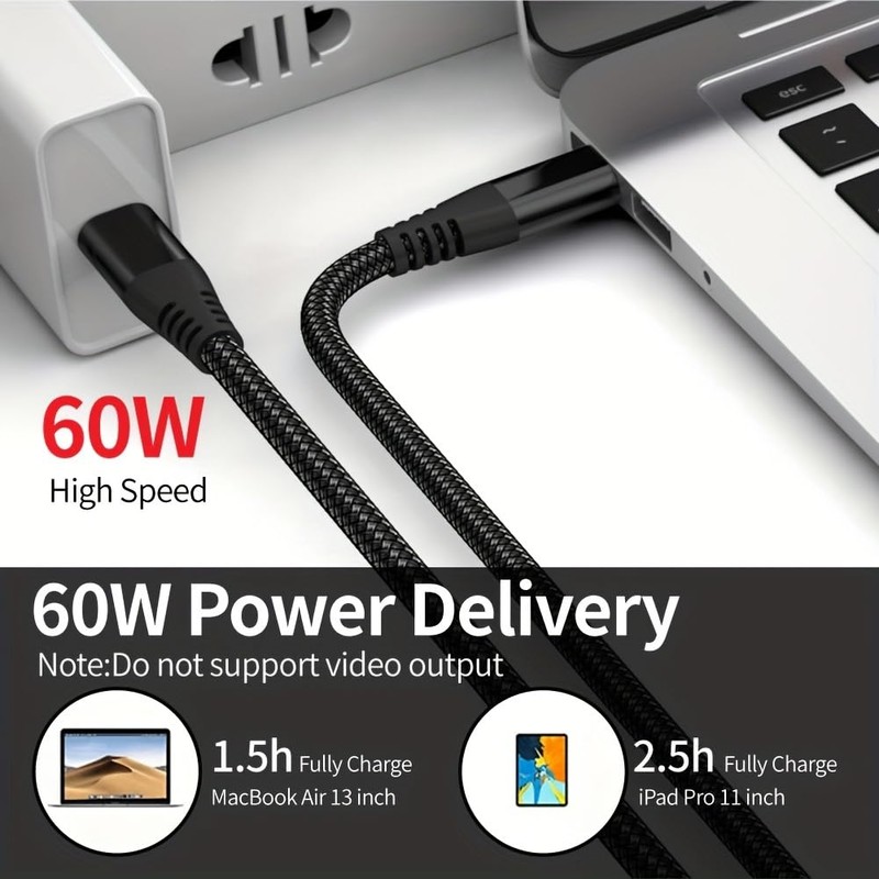 Life-Tech 60W USB-C to USB-C Nylon Braided Fast Data/Charger Cable
