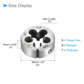 CoCud Round Screw Mold 5/8-11 UNC Thread 9 SiCr Alloy Tool Steel Spiral Milling Machine Thread Repair 1 Pack