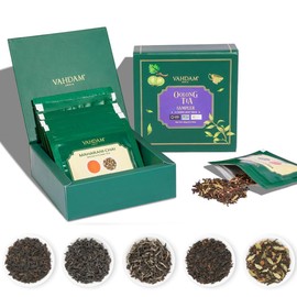 VAHDAM Assorted Oolong Tea Gift Set – 5 Exotic Loose Leaf Flavors in Resealable Pouches | Perfect Valentine’s Day 2025 Gift for Men & Women