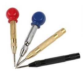 CENPEK 4Pcs Spring-Loaded Automatic Center Punch Tool, 5inch Brass Crushing Hand Tool with Cushion Cap Adjustable Impact for Wood Metal Plastic Glass Window