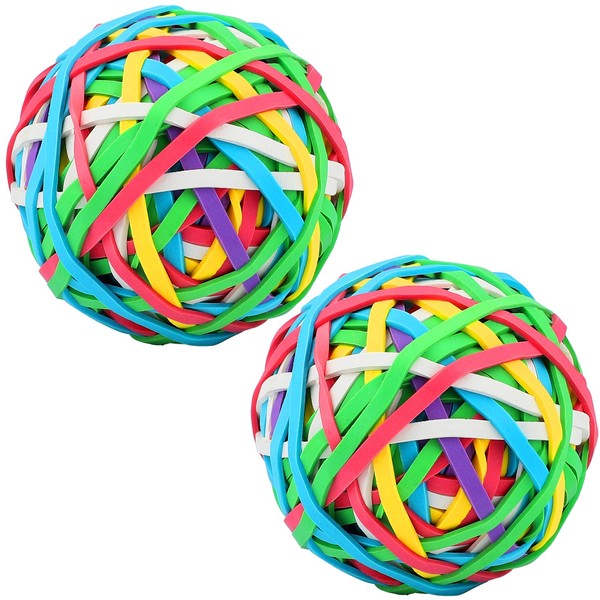 ADXCO 2 Pack Coloured Rubber Bands, Elastic Stretchable Band Ball