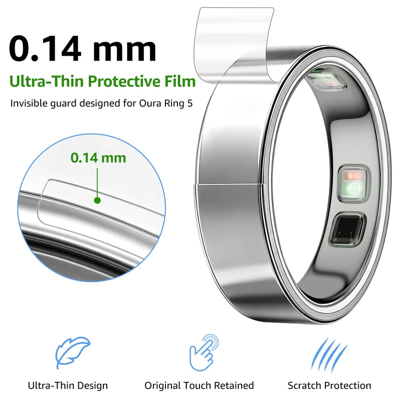 10 Pack Clear Films Compatible with Oura Ring 5, 0.14mm