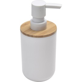 White Soap and Lotion Pump Dispenser Padang with Bamboo Top - 10 fl oz - Perfect for Kitchen and Bathroom Countertops