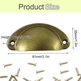 Yosawo Pack of 12 Shell Handle Drawer Handles Cupboard Knobs Retro Cabinet Door Handle for Furniture Crescent Crescent Knob Metal (Brass)