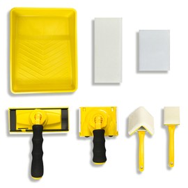 Paint Edger Tool Kit, 9 Inch Paint Pad Set, 7 PCS Paint Edger with Trim, Touch-Up Pad,Corner Wall and Ceiling Pad Painter,360° Rotation Handle Paint Edger Trimmer with Refill Pads