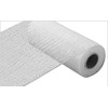 10 inch x 30 feet Deco Poly Mesh Ribbon - White with Metallic White Foil