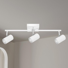 AUQUEE 3 Light Track Lighting Fixtures Ceiling, White Kitchen Lighting Fixtures Ceiling, Track Lights Ceiling, Rotatable Light Heads, Modern Track Lights for Living Room,GU10 Bulb Not Included