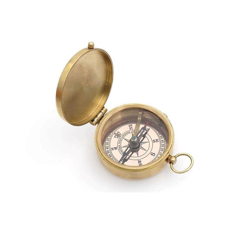 Thoreau's Go Confidently Quote Engraved Compass with Stamped Leather case