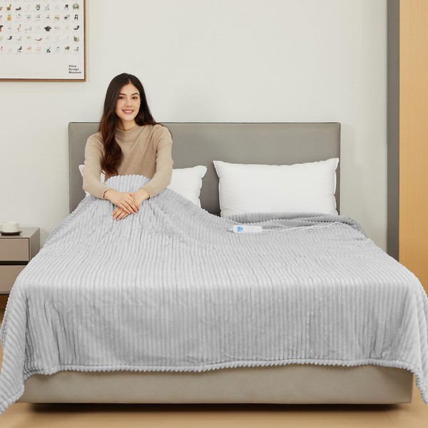 Electric Blanket Heated Throw, Heated Blanket Soft Flannel Heating Blanket