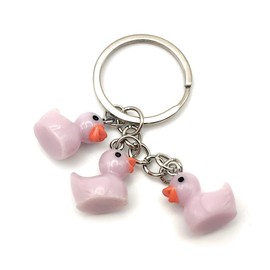 Yellow Duck Keychain Family Cute Cartoon Animal Colorful Bag Key Chain Keyring Ornament Bag Purse Charm Accessories (Purple)
