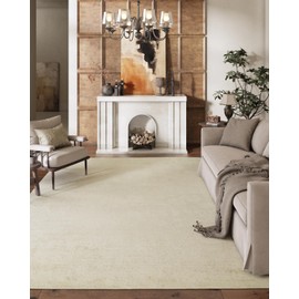 DEXI Area Rug 8x10 for Living Room, Washable Non Slip Neutral Modern Abstract Rugs, Soft Thin Large Indoor Floor Carpet for Dining Laundry Bedroom Home Office Decor, Linen Beige