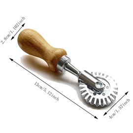 Shengsenfu Pasta Maker Cutter Wheel, Pastry Wheel Cutter, Ravioli Maker with Zinc Alloy Blade, Wooden Handle