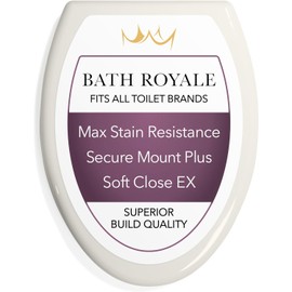 Bath Royale Elongated Toilet Seat BR501-01 Quiet Close, Stain-Resistant and Easy to Keep Clean, Heavy Duty, Fits All Toilet Brands, Executive Series -Biscuit/Linen