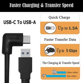 PartyLink 16ft(5m) USB 3.0 Type-C to Type-A Cable | Compatible with Oculus Quest & Quest2 High Speed Data Transfer & Fast Charging | Normal-USB Connection