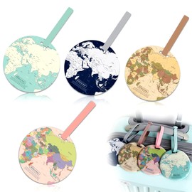 Suitcase Tags, Pack of 4 Luggage Tags, Vintage World Maps, Address Tag, Suitcase Luggage Tag, Name Plate, ID Travel Accessories for Travel Bags, Suitcases, Backpacks, Handbag