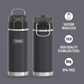 THERMOS ICON SERIES Water Bottle with Spout - 18 Ounce, Granite - Stainless Steel Vacuum Insulated Water Bottle with Lid