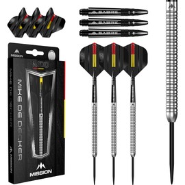 Mission | Mike De Decker Darts | Steel Tip | 95% Tungsten | Silver | Available in Multiple Weights. (24, Grams)