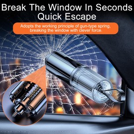 Eupneicu Car Emergency Hammer, 2 in 1 Seat Belt Cutter Emergency Hammer, Car Safety Hammer, Emergency Hammer for Car, Bus [Black + Red]