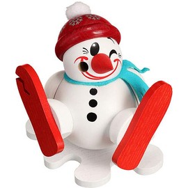Seiffener Volkskunst Smoker - Cool-Man Ski Fall - Ball Figure - 12 cm / 5 inch