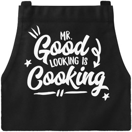 MoonWorks Men's BBQ Apron Grill King Apron for Men Crown, Good Looking 3 Black