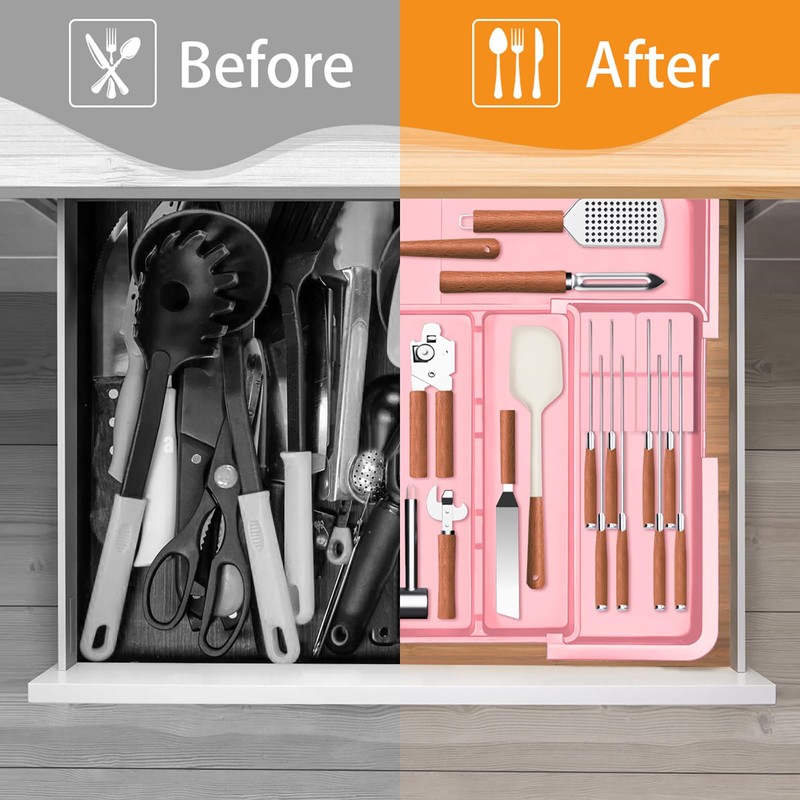 Homecor Utensil Drawer Organizer for Kitchen, Expandable Silverware Organizer Cooking